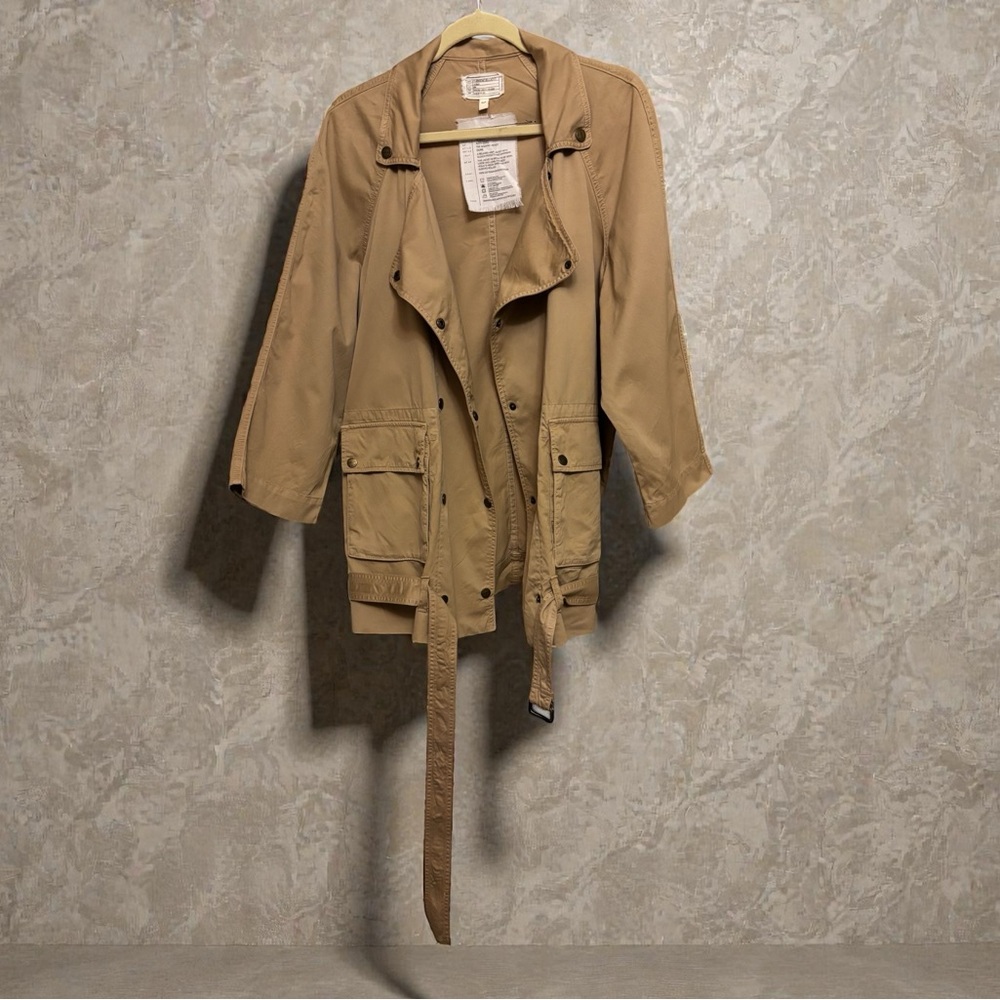 Current Elliott Women's Tan Double-Breasted Infantry Military Jacket - Picture 2 of 11